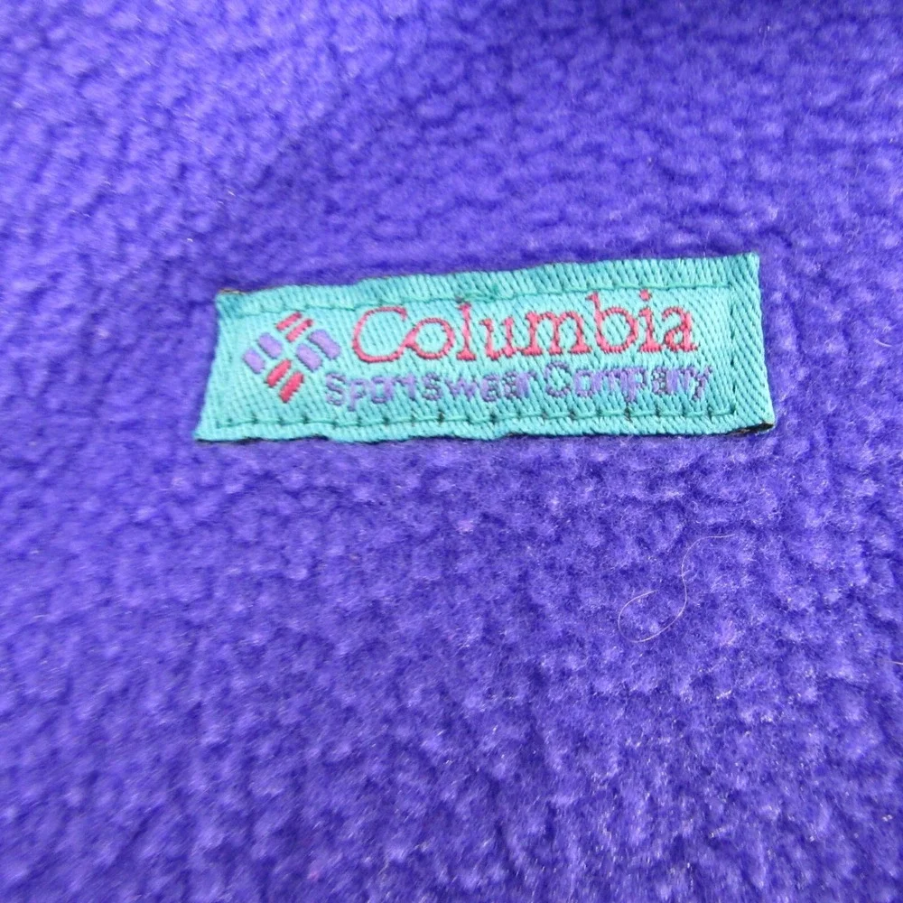 VINTAGE Columbia Jacket Womens Large‎ Purple Aztec Collar Fleece Made In USA